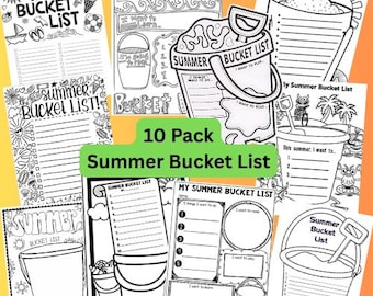 10 Printable Summer Coloring Pages – Bucket List Themes for All Ages! -- Instant Download