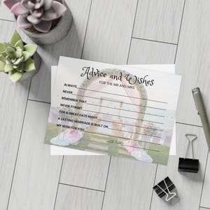 Tarjetas elegantes para consejos de boda y compromiso – Juego de despedida de soltera, set de tarjetas de deseos (paquete de 10/20/50) – Temas de playa, floral y altar - ENVÍO GRATIS