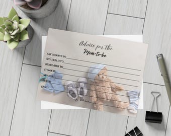 Blue Bear Baby Shower Advice Cards: Keepsake Activity (Set of 10)