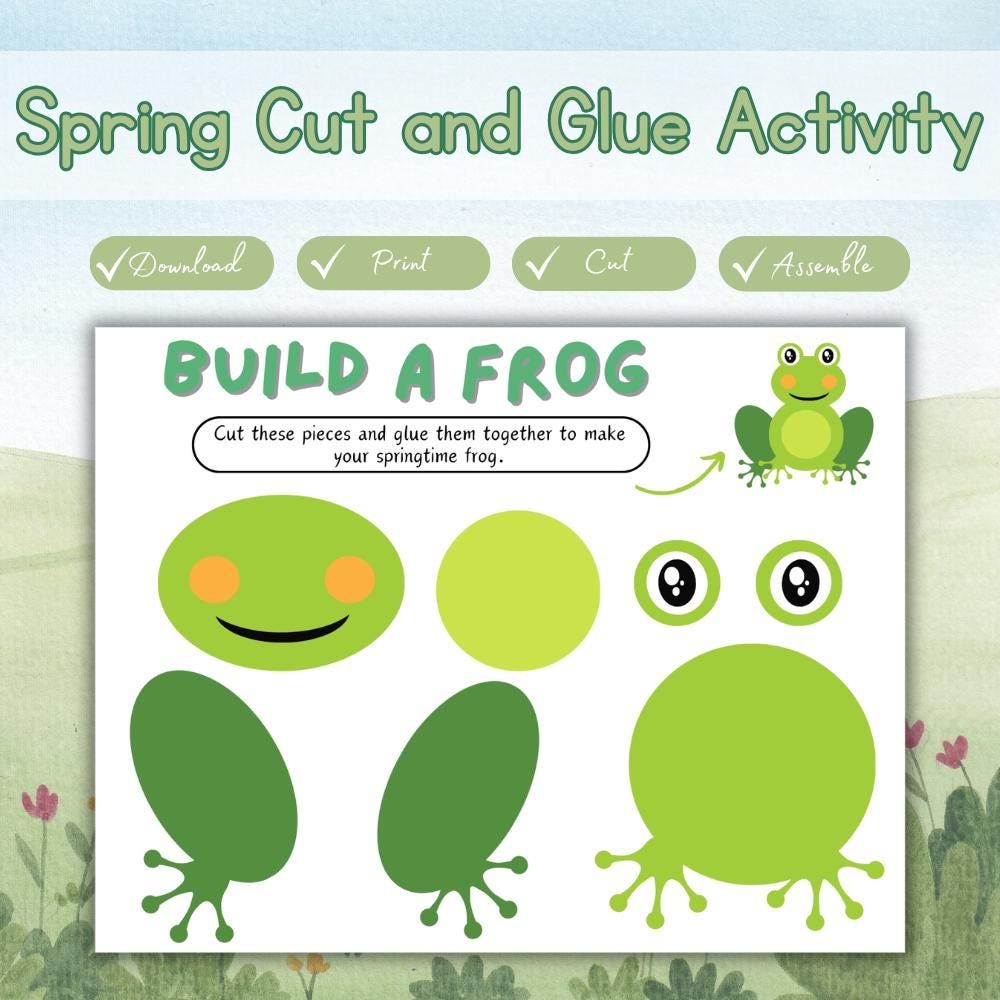 Build a Frog Craft Printable Kids Cut and Paste Activity (Digital…