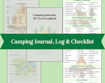 Camping Journal & Checklist Bundle – Printable + Editable | Digital Travel Planner for Outdoor Adventures, RV Trips, Family Camping