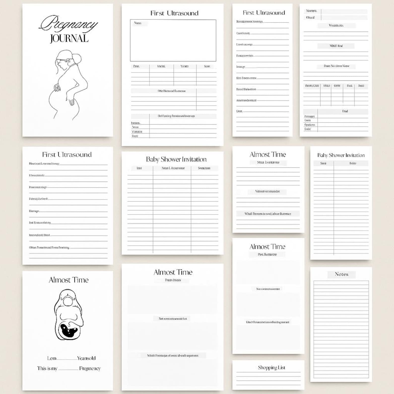 Pregnancy Journal Printable – 13-page Minimalist Baby Tracker PDF - Etsy