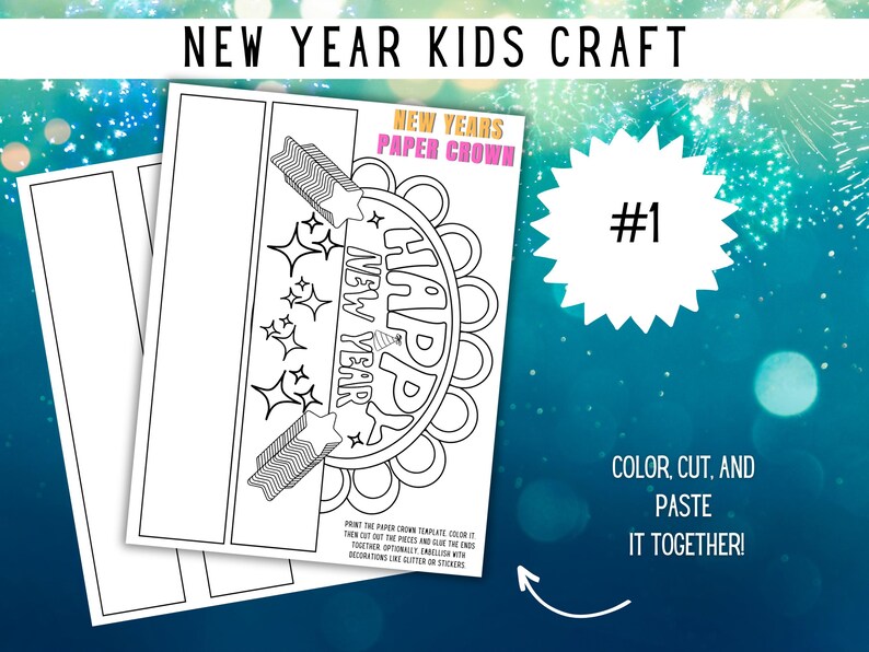 New Year Kids Craft Printable | New Year Party Activities for Kids ...