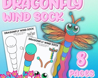 Dragonfly Wind Sock Craft Printable | Kids Cut and Paste Activity (Digital Download)