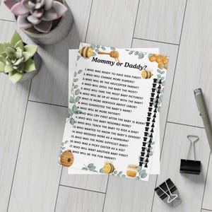 Mommy to Be Honey Bee babyshowerspel - mama- of papa-kaartbundel | Gender-onthullende partygame | Kaarten van 5 x 7 inch - 10, 30, 50 stuks|GRATIS verzending
