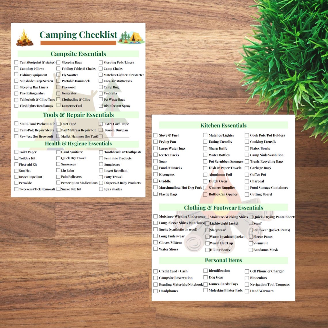 Camping Journal & Checklist Bundle – Printable + Editable | Digital ...