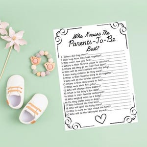 Jeu de baby shower - Qui connaît les futurs parents - Quiz imprimable pour couple - Téléchargement immédiat