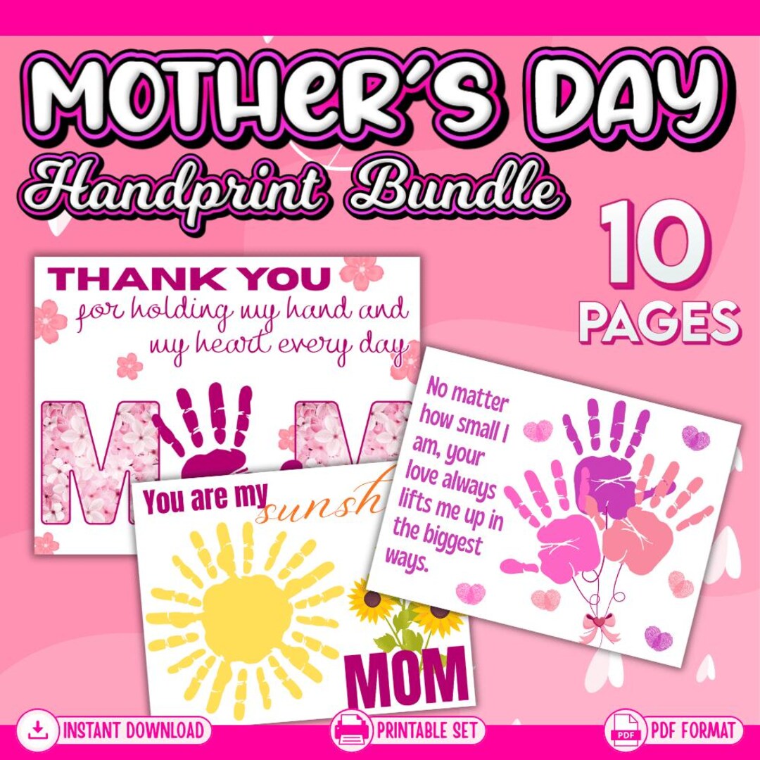 Mother's Day Handprint Craft Bundle | Kids Art Keepsake (instant ...
