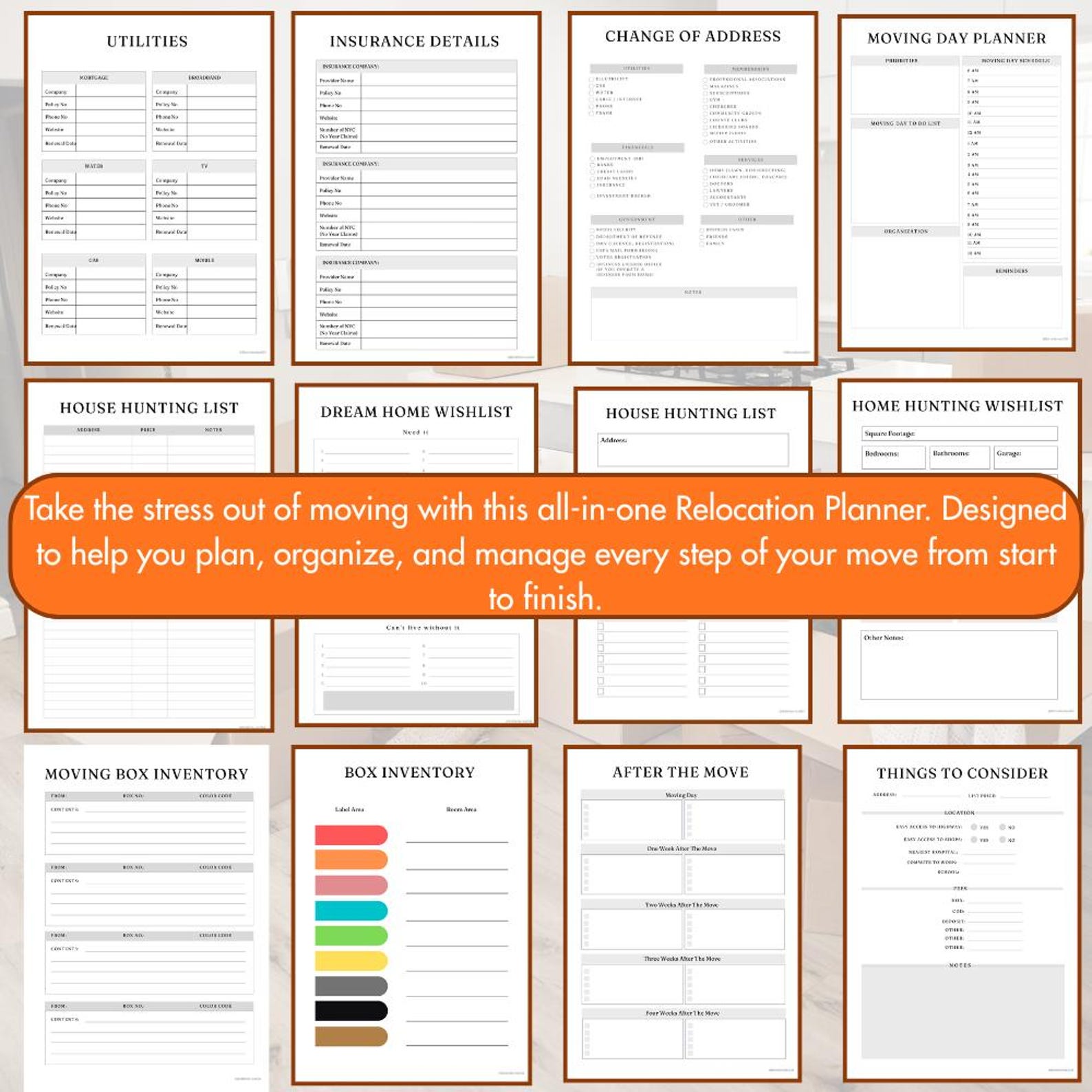 Relocation Planner | Moving Planner Printable | Editable Canva Template ...