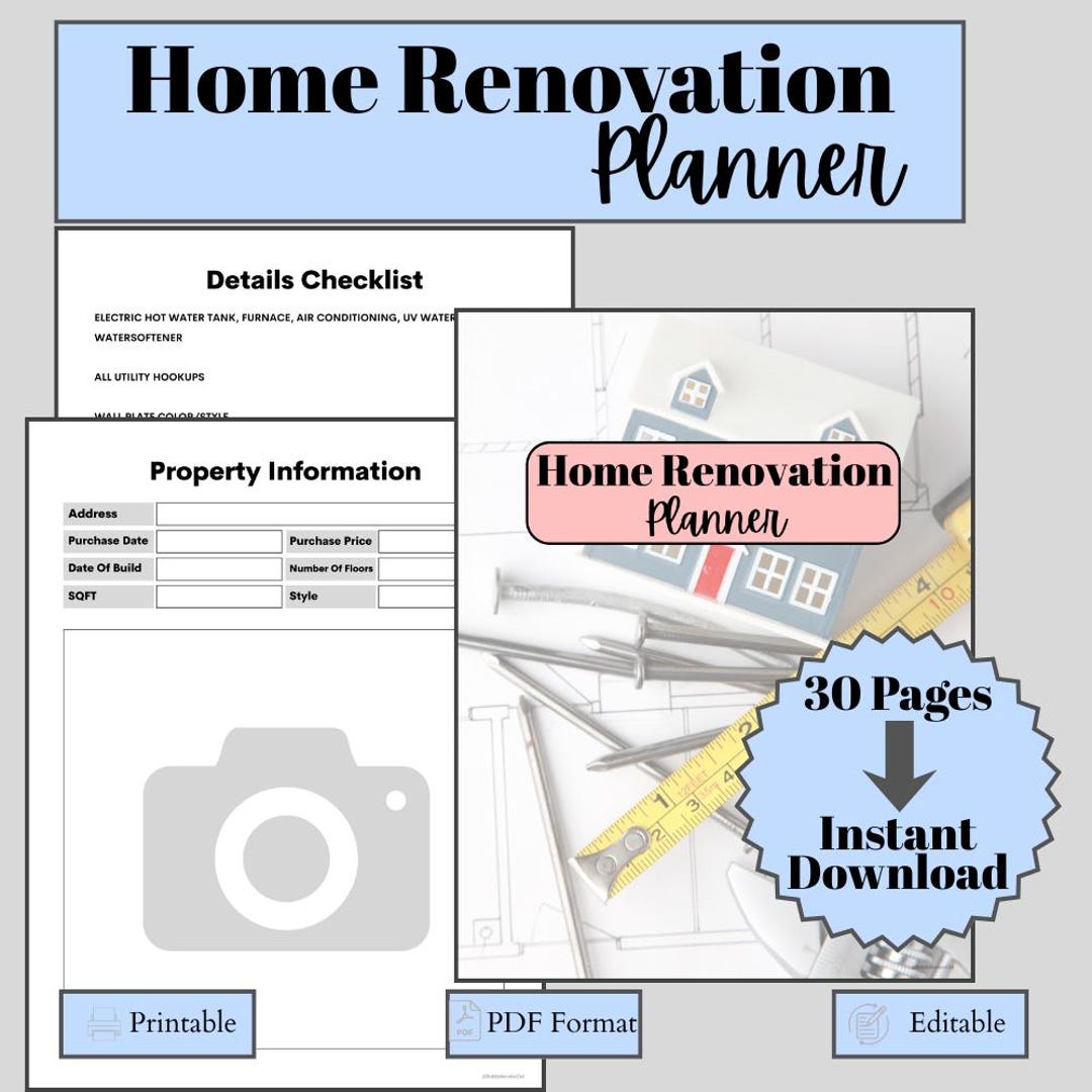 Home Renovation Planner | Editable Canva Template + Printable PDF ...