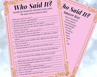 Pacchetto di giochi per feste di vere casalinghe: quiz con slogan, bingo, quiz (modelli Canva stampabili)