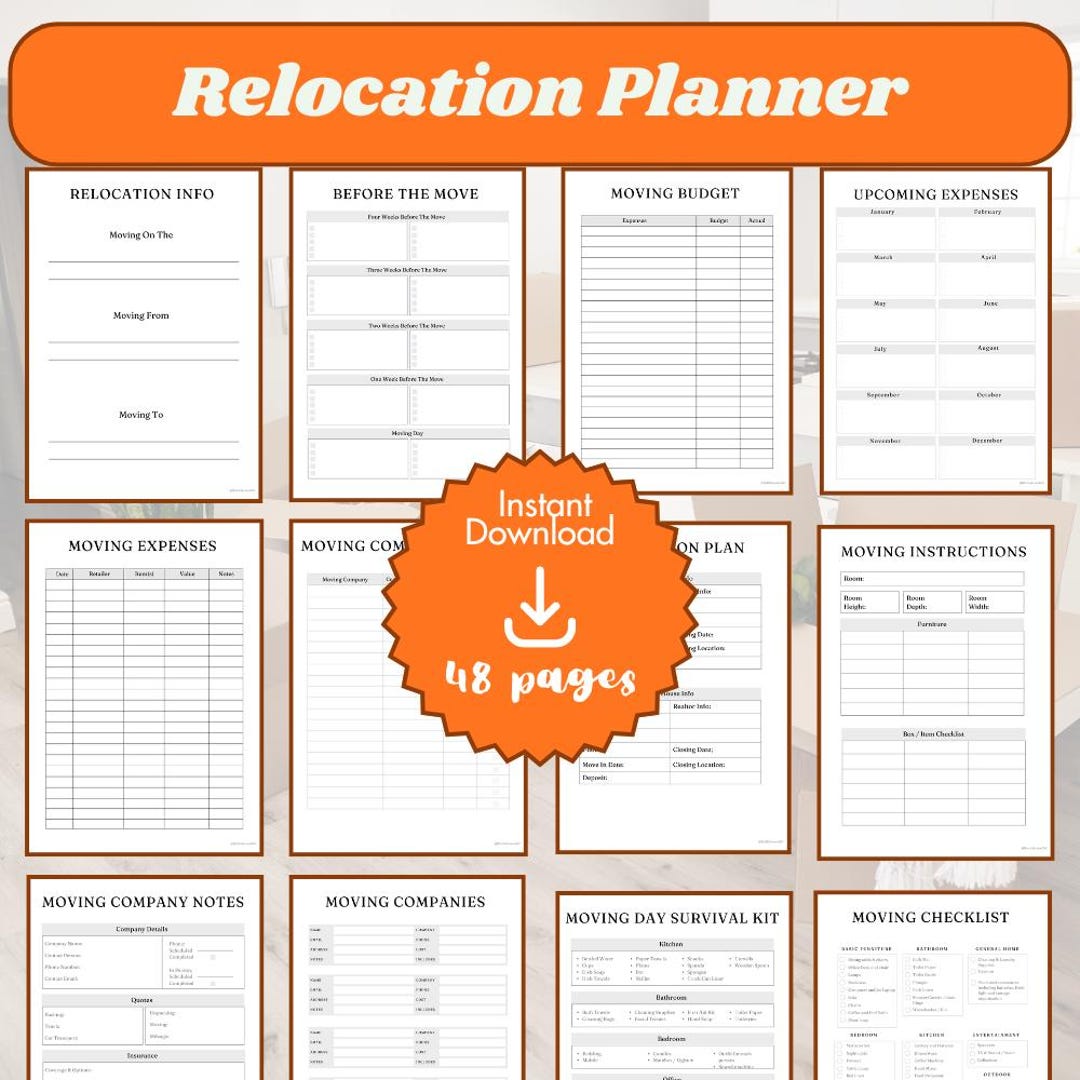 Relocation Planner | Moving Planner Printable | Editable Canva Template ...