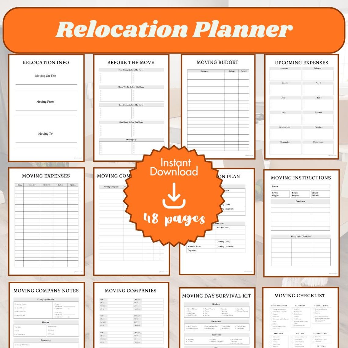 Relocation Planner | Moving Planner Printable | Editable Canva Template ...