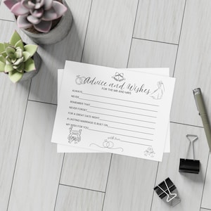 Hochzeitsrätsel und Wunschkarten - Minimalistisches Spiel für die Brautparty - Mr & Mrs Verlobungsgeschenk - 10, 30, 50er Pack - 5x7 - Kostenloser Versand