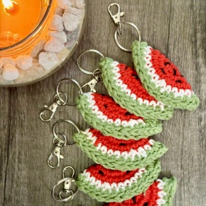 Handmade Crochet Watermelon Keychain - Support Palestine