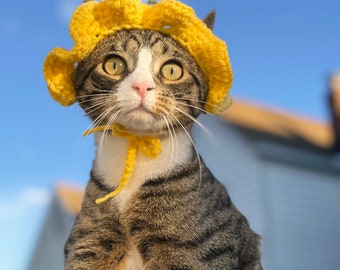 Handcrafted Crochet Lemon Cat Hat for Furry Friend