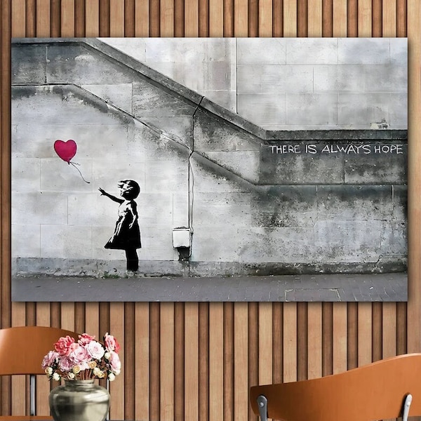 Banksy Balloon Girl, Banksy Wall Art, Banksy Canvnas, Banksy Print, Banksy Glass Art, Banksy Love Red Balloon, Girl With Balloon