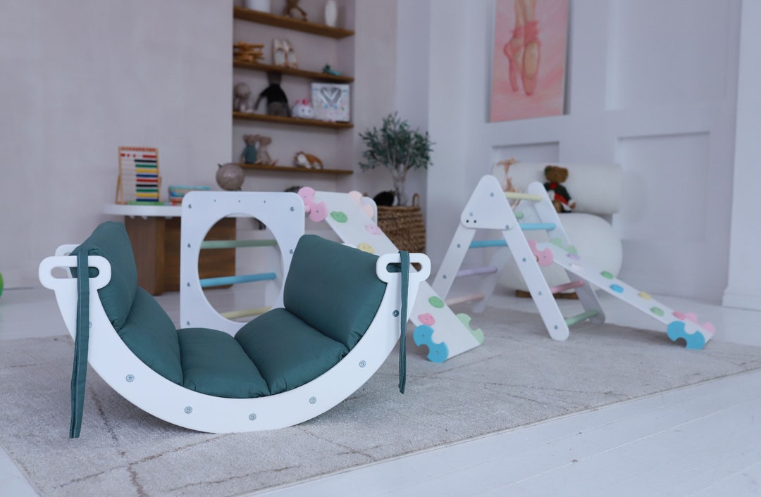 Pickler Rocker Climbing Arch Rocker, Toys 1 Year Old, Foldable Triangle, Wooden Arch ...