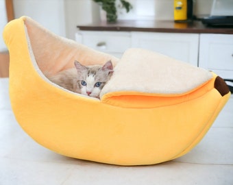 Banana Cat Pet Bed - Pet Caves and Cat Mat - Cat Nest - Funny Pet Beds Sleeping Bag - Cat Bed - Cat House - Cosy Cave - Dog Beds - Dog Nest