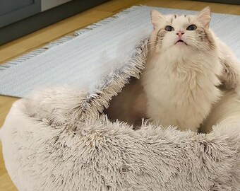 Plush Pet Bed - Pet Caves and Cat Mat - Cat Nest - Fluffy Pet Beds Sleeping Bag - Cat Bed - Cat House - Cosy Cave - Dog Beds - Dog Nest