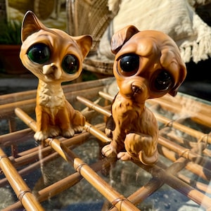 ビンテージ 陶器製 Big eye dog置物 犬 Sad eye Vintage 1960's Hand Painted Sad Big Eyes Puppy Dog Ceramic