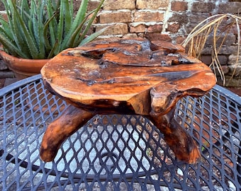 Beautiful Rustic Live Edge Burl Wood Pedestal Display Stand Tabletop Tripod Wood Art
