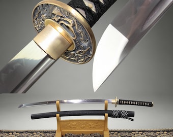 Hand Forged Katana Sword: 1095 Steel, Clay Tempered, Full Tang samurai Japanese Art