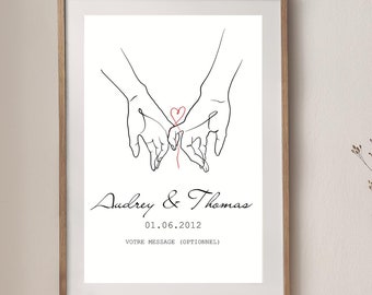 personalized couple hands poster