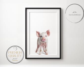 Lámina de cerdito bebé – Arte infantil de animales de granja (Descarga digital)