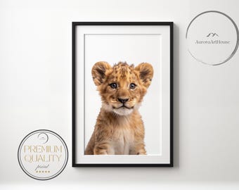 Lion Cub Nursery Print – Baby Safari Animal Portrait (Digital Download)