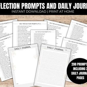 Prompts voor geestelijke gezondheidsdagboek, 200 zelfzorg- en reflectievragen, downloadbare instructies voor zelfreflectiedagboek