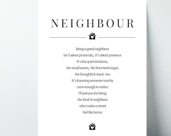 Neighbour appreciation Printable Card, Anniversary Gift (Digital Download)