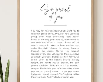 Proud of You Printable: Inspirational Congratulations Gift (PDF Download, Multiple Sizes