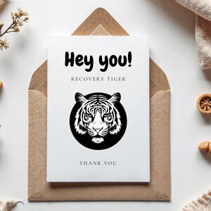 Carte de remerciement tigre de récupération, carte minimaliste, célébration d'étapes importantes, cadeau de sobriété pour lui, cadeau de sobriété pour elle, cadeau de récupération