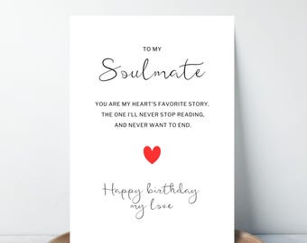 Soulmate Ehemann Geburtstagskarte, Romantische Liebesnotiz (Digitaler Download), PDF