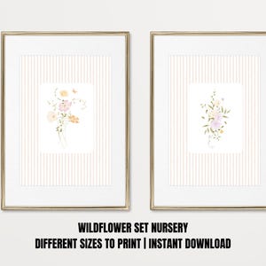 Flower Print Set Printable, Girl’s Nursery Wall Art, Delicate Floral Print Decor, Baby Shower Gift