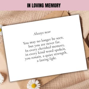 Always Near Sympathy Card Printable, Bereavement Gift, Loss of Loved One,, Condolences Card, Sorry for Your Loss, Grief Support