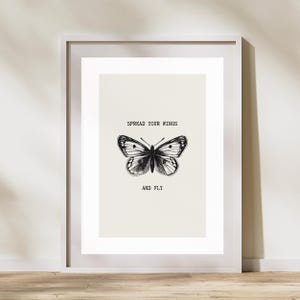 Spread Your Wings And Fly Butterfly Printable, Motivational Butterfly Home Decor Digital Download, different sizes to print