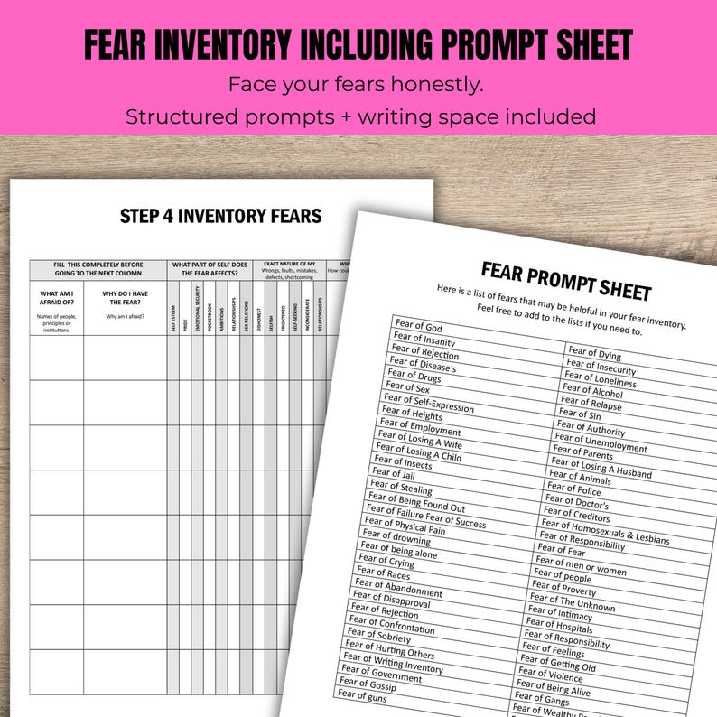Sobriety Step 4 Inventory Worksheets – Addiction Recovery (printable ...