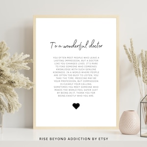 To a Wonderful Doctor Printable Art,  Doctor Appreciation Gift, Thank You, Inspirational &quot;Wonderful Doctor&quot; Download, PDF, Different Sizes