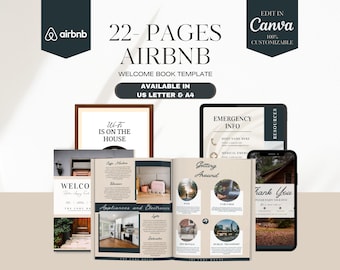 Airbnb Welcome Book Template for House Host Manual Guidebook Editable Template Canva for VRBO Welcome Book Template signages Printable