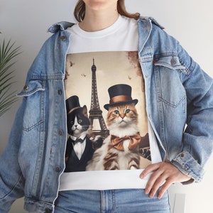 Stylish France Paris Cats with hats on Women T-shirt