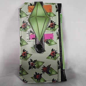 Cartera Pal con cristales verdes y rosas