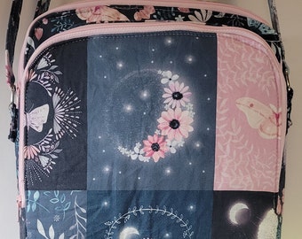 Messenger bag with owls and moon