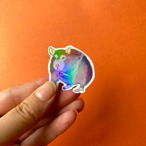 Der Pariser Rattenaufkleber !!!!  | Wasserdichter holografischer Vinylregenbogeneffekt für Wasserflaschen-Handy-Laptops
