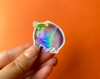 The parisien rat sticker !!!!  | Waterproof Holographic Vinyl rainbow effect for Water bottles Phones Laptops