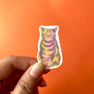 Sticker chat japonais mignon | Effet vinyle holographique imperméable pour bouteilles d'eau téléphones ordinateurs portables