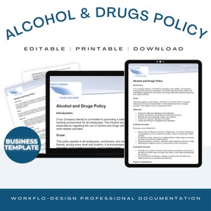 英国アルコール・薬物関連ポリシーテンプレート、ビジネス職場安全（即時ダウンロード）