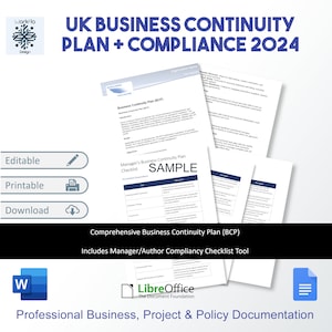 Mall för kontinuitetsplan för Storbritannien, checklista för efterlevnad (digital mall för nedladdning)