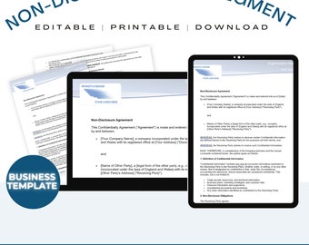UK Business Non-Disclosure Agreement Template, GDPR Compliant (Legal Document)